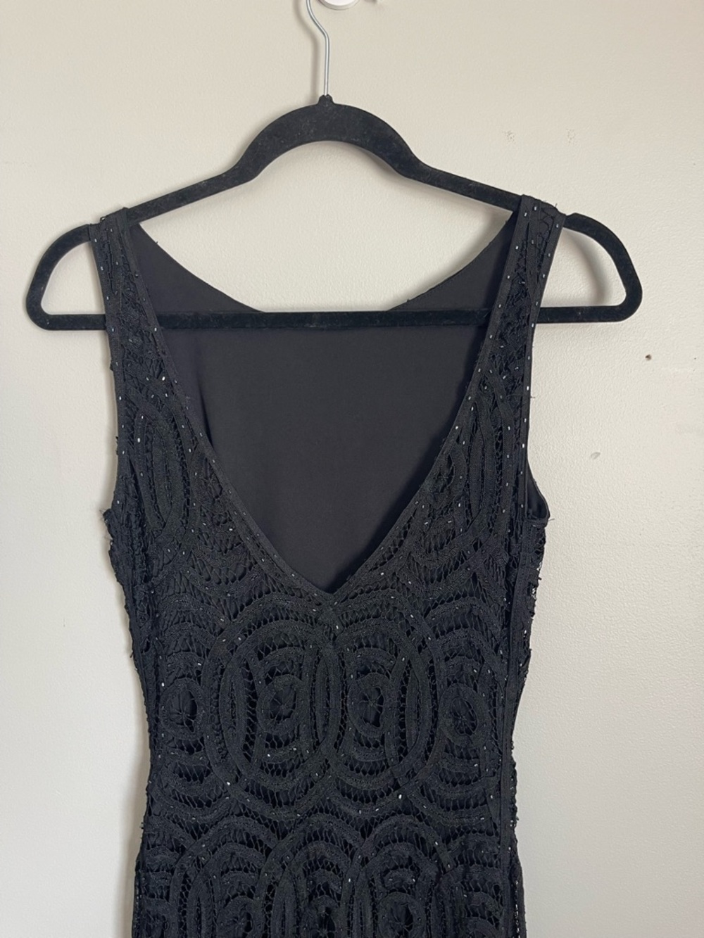 CACHE | Black Beaded Lace Midi Dress Sz S - Picture 7 of 10
